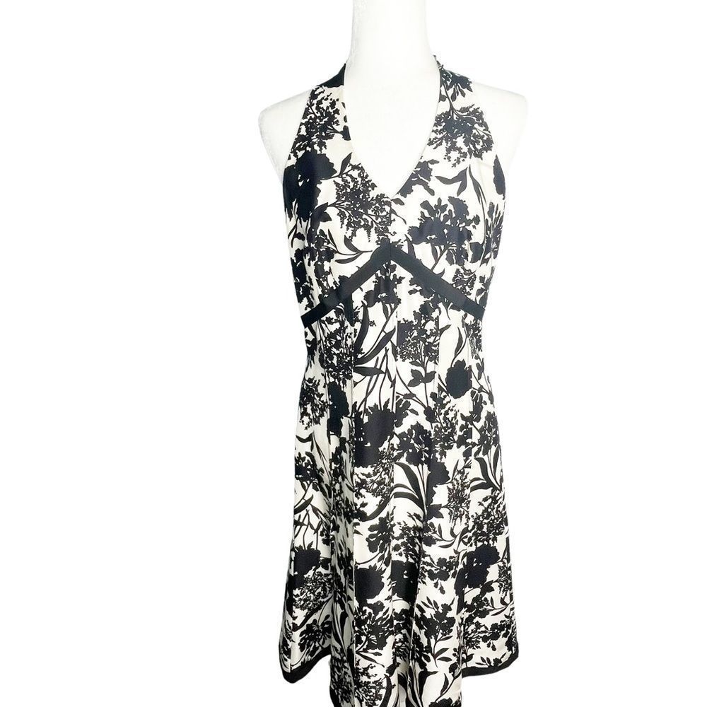 Ann Taylor Silk Black & White Floral Dress 10